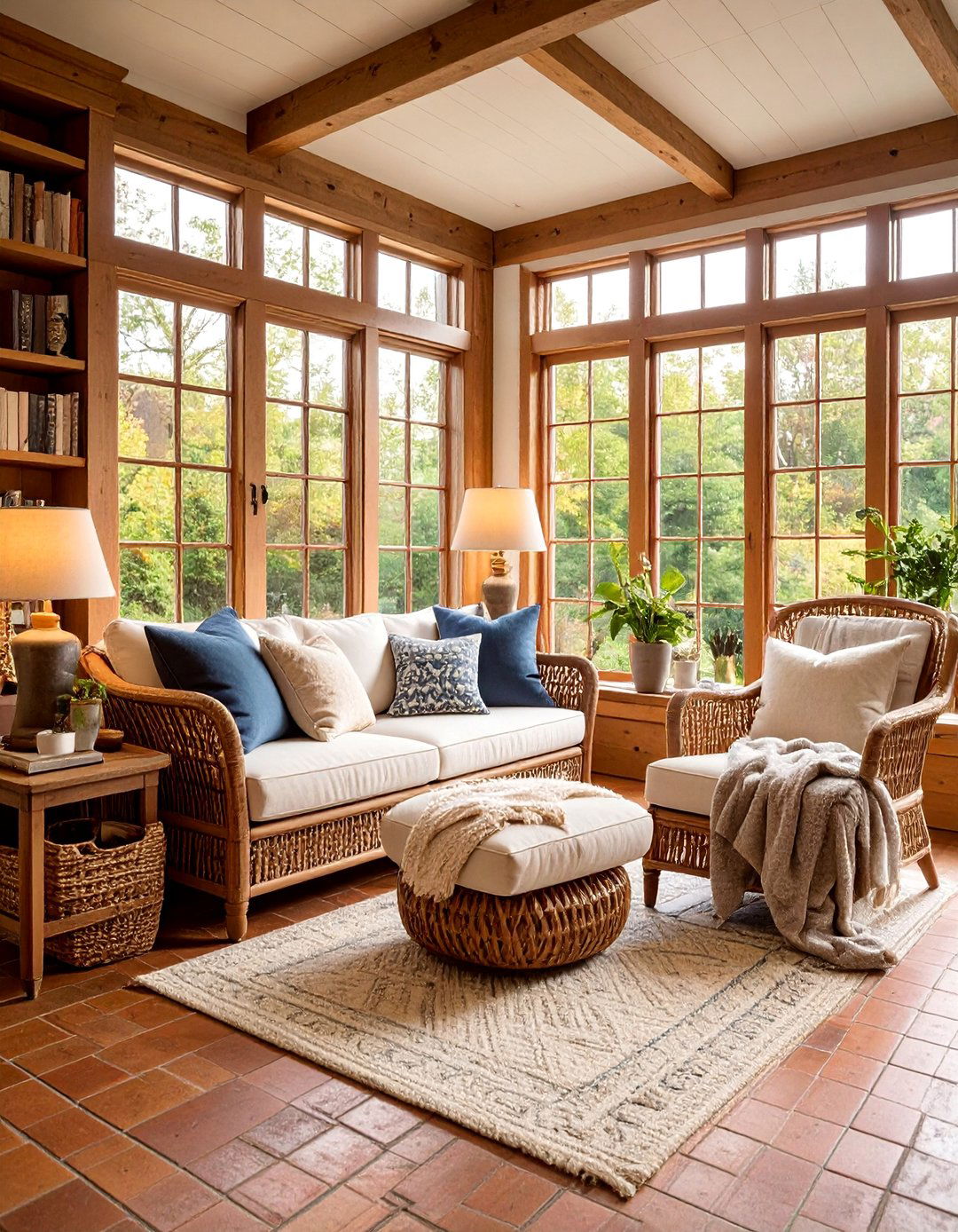 Brick Floor Reading Nook Sunroom - 25 Brick Floor Sunroom Ideas