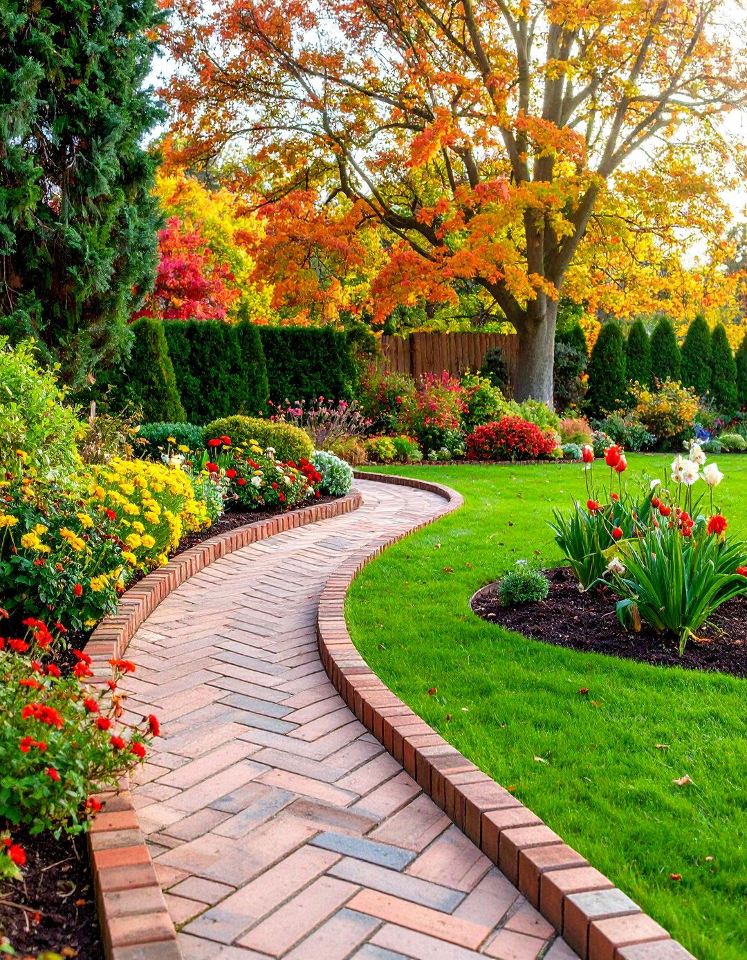 Brick Herringbone Pattern Edging - 25 Modern Garden Edging Ideas