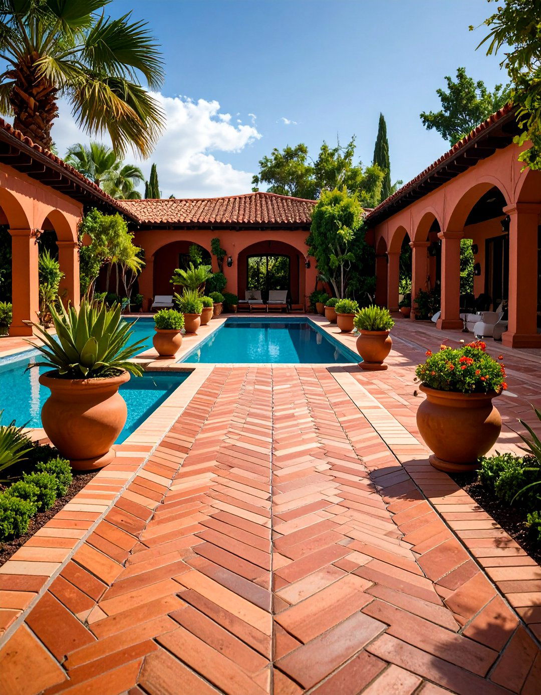 Brick Herringbone Pool Walkway Pattern - 25 Pool Walkway Ideas