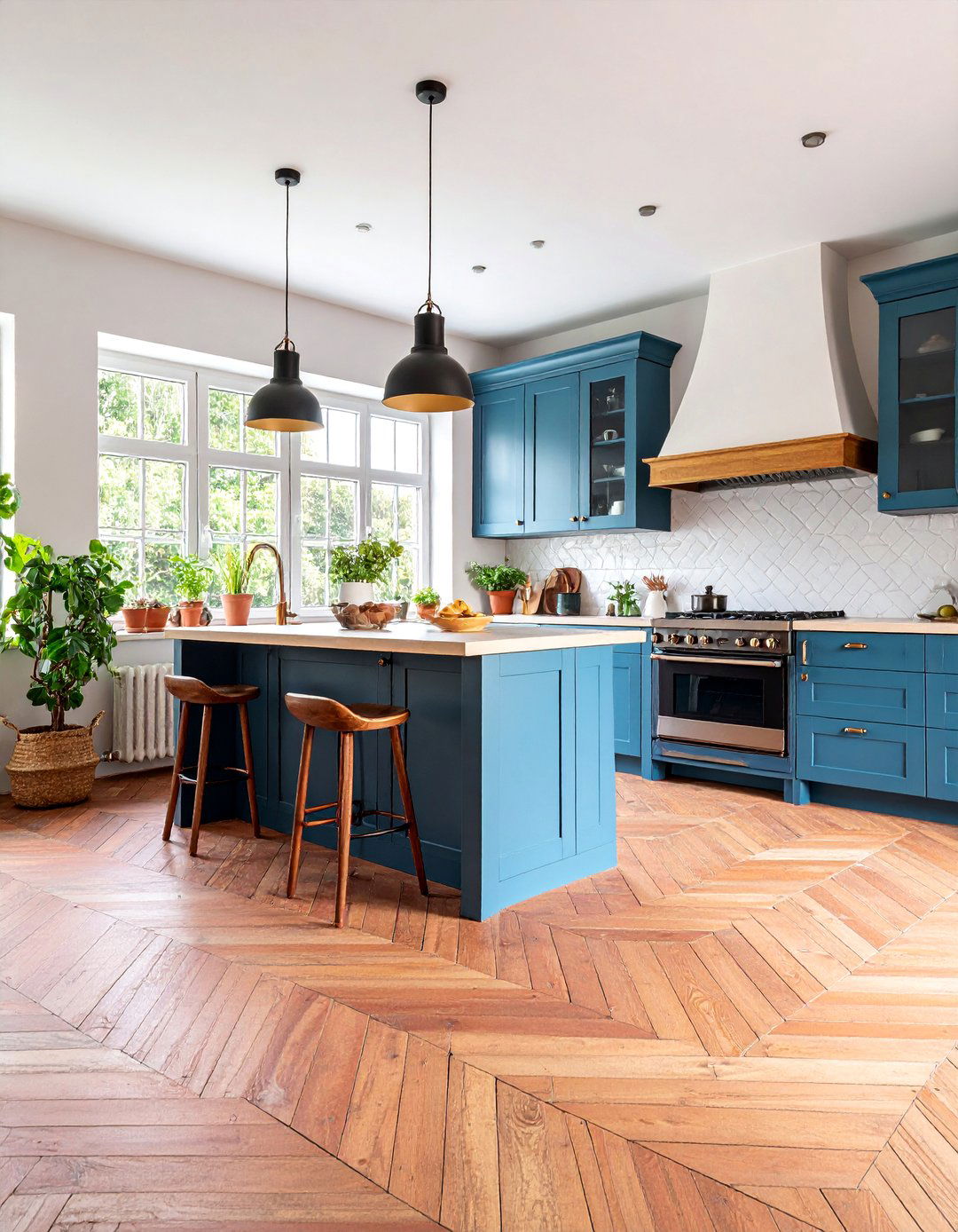 Brick Kitchen Floor with Rustic Industrial Character - 25 Kitchen Floor Ideas