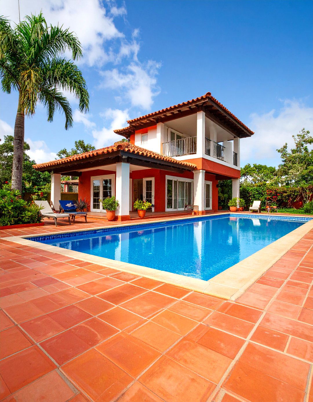Brick Pattern Pool House Exterior Walls - 25 Pool Tile Ideas