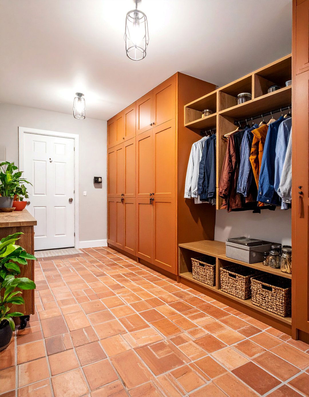 Brick Pattern Porcelain Tile Mudroom Floor - 25 Mudroom Floor Ideas