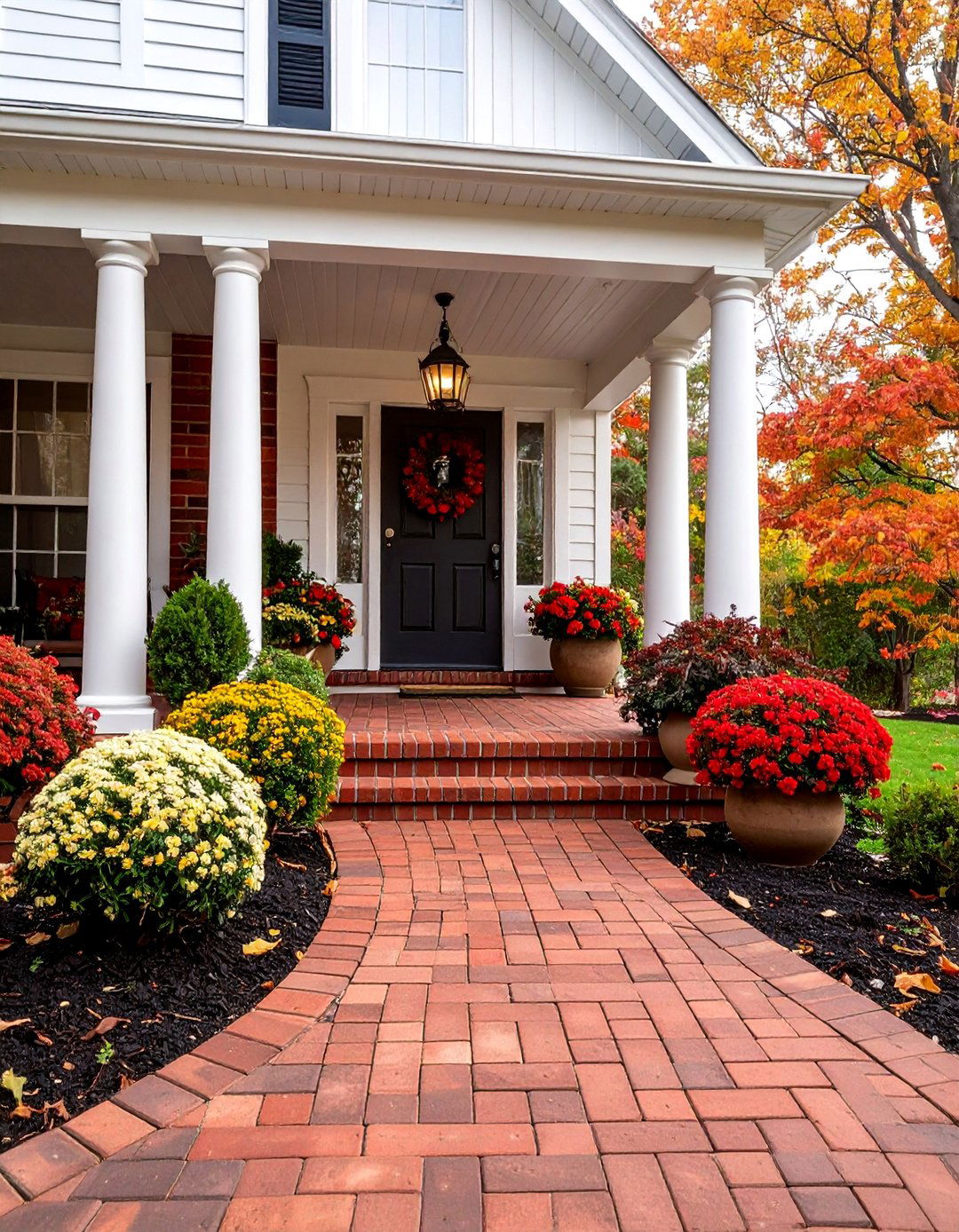 Brick Pattern Stamped Concrete Porch - 25 Concrete Porch Ideas