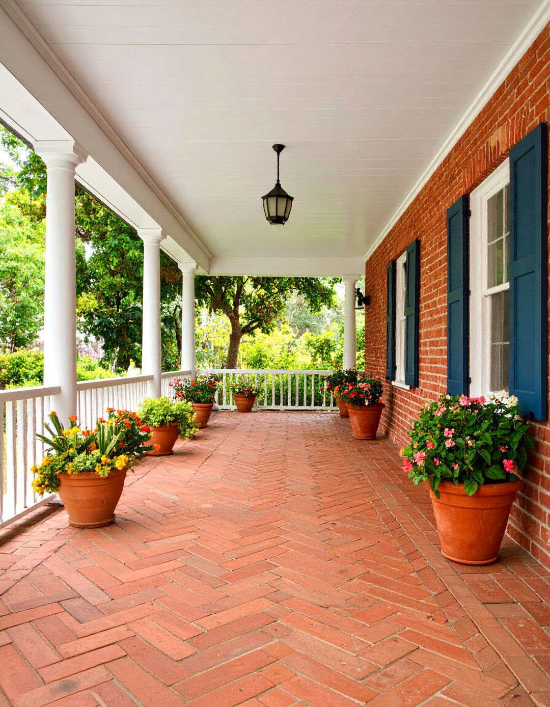 Brick Paver Traditional Herringbone Layout - 25 Porch Flooring Options