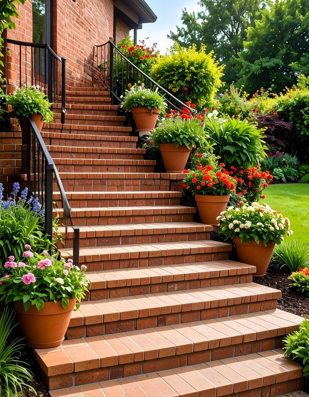 Brick Steps and Landing Design - 25 Brick Landscaping Ideas