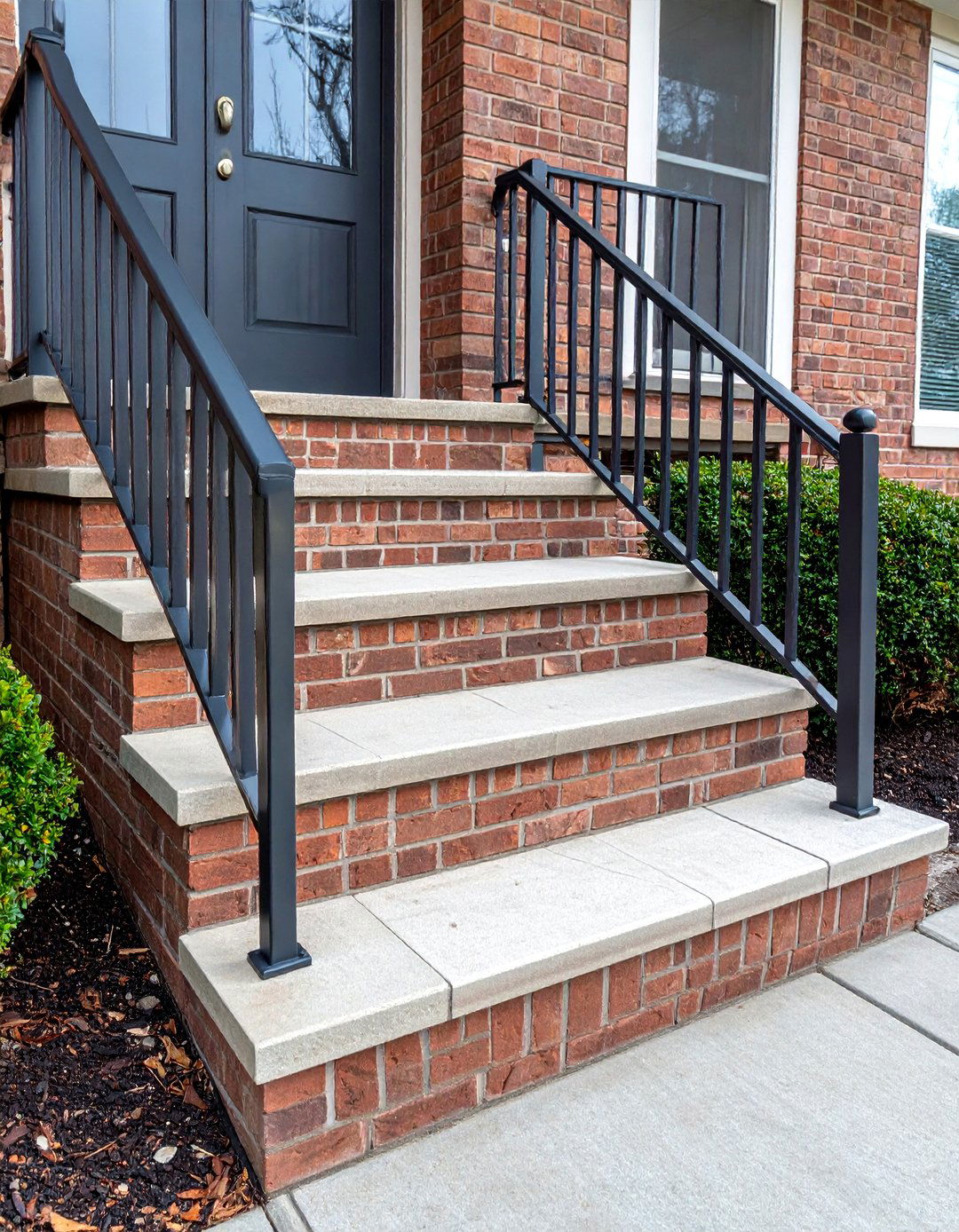 Brick Steps with Natural Stone Caps - 25 Brick Porch Ideas