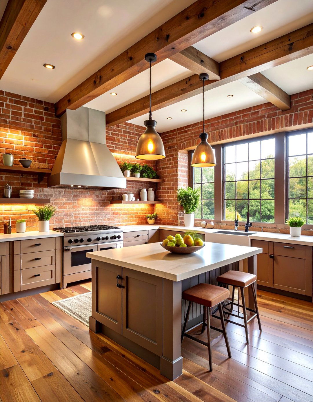 Brick Veneer Soffit with Rustic Appeal - 25 Kitchen Soffit Ideas