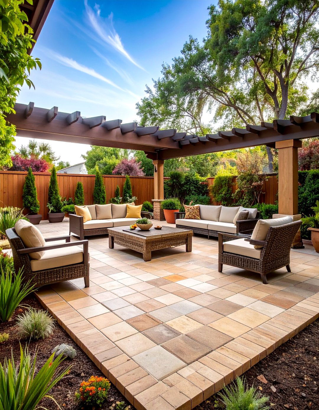 Brick and Stone Combination Patio - 25 Brick Patio Ideas