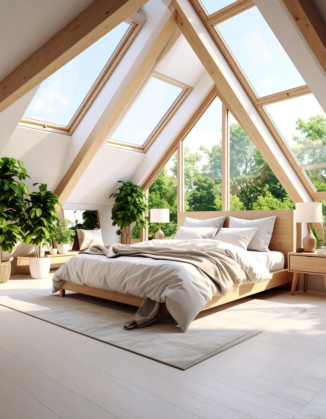Bright Loft Bedroom with Multiple Skylights - 25 Loft Bedroom Ideas