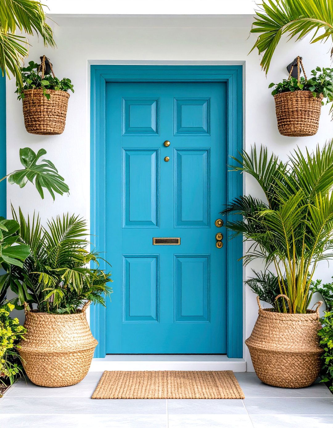 Bright Turquoise with Tropical Accents - 25 Front Door Color Ideas