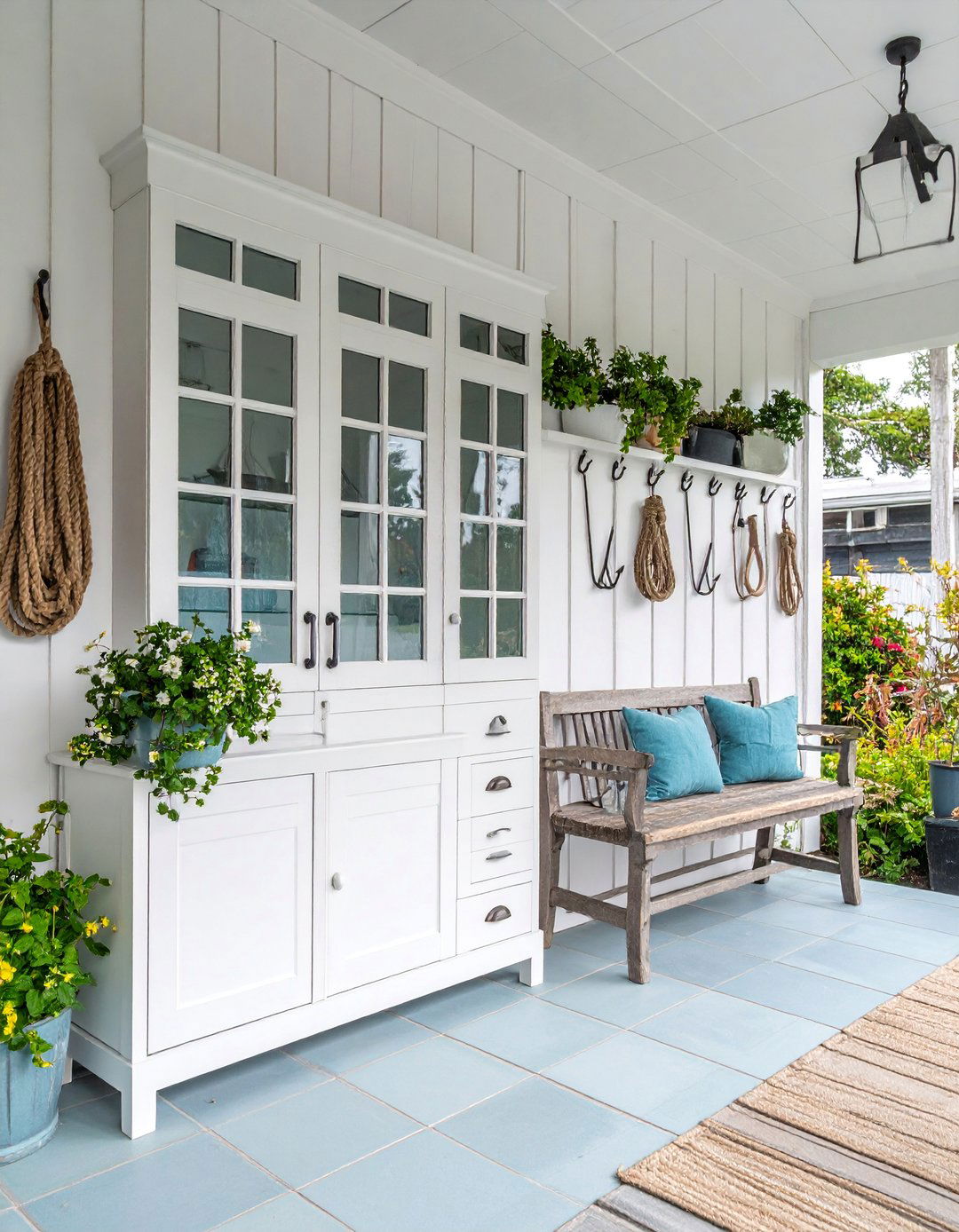 Bright White Boot Room with Coastal Influences - 25 Boot Room Ideas