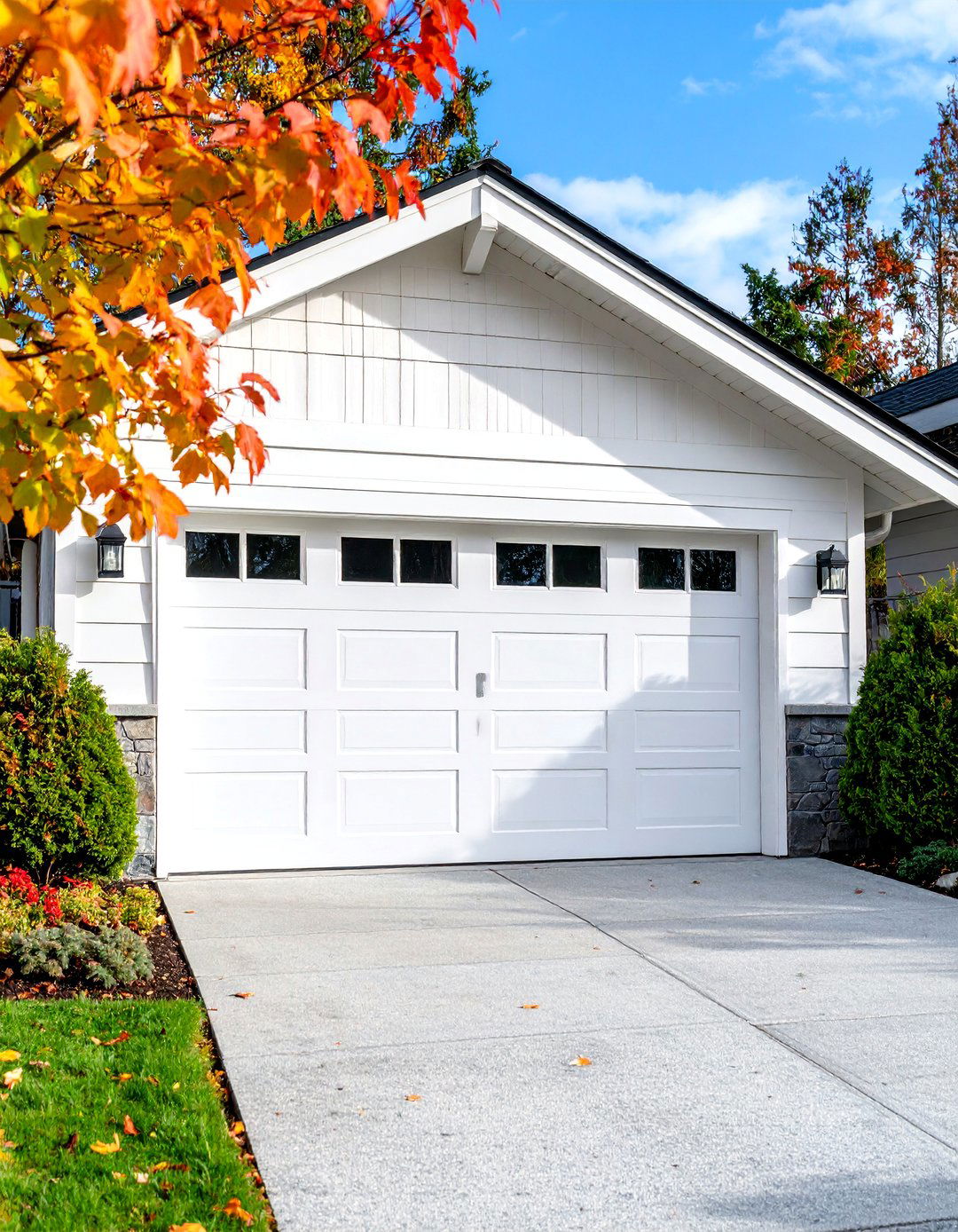 Bright White Clean Contemporary - 25 Garage Door Paint Ideas