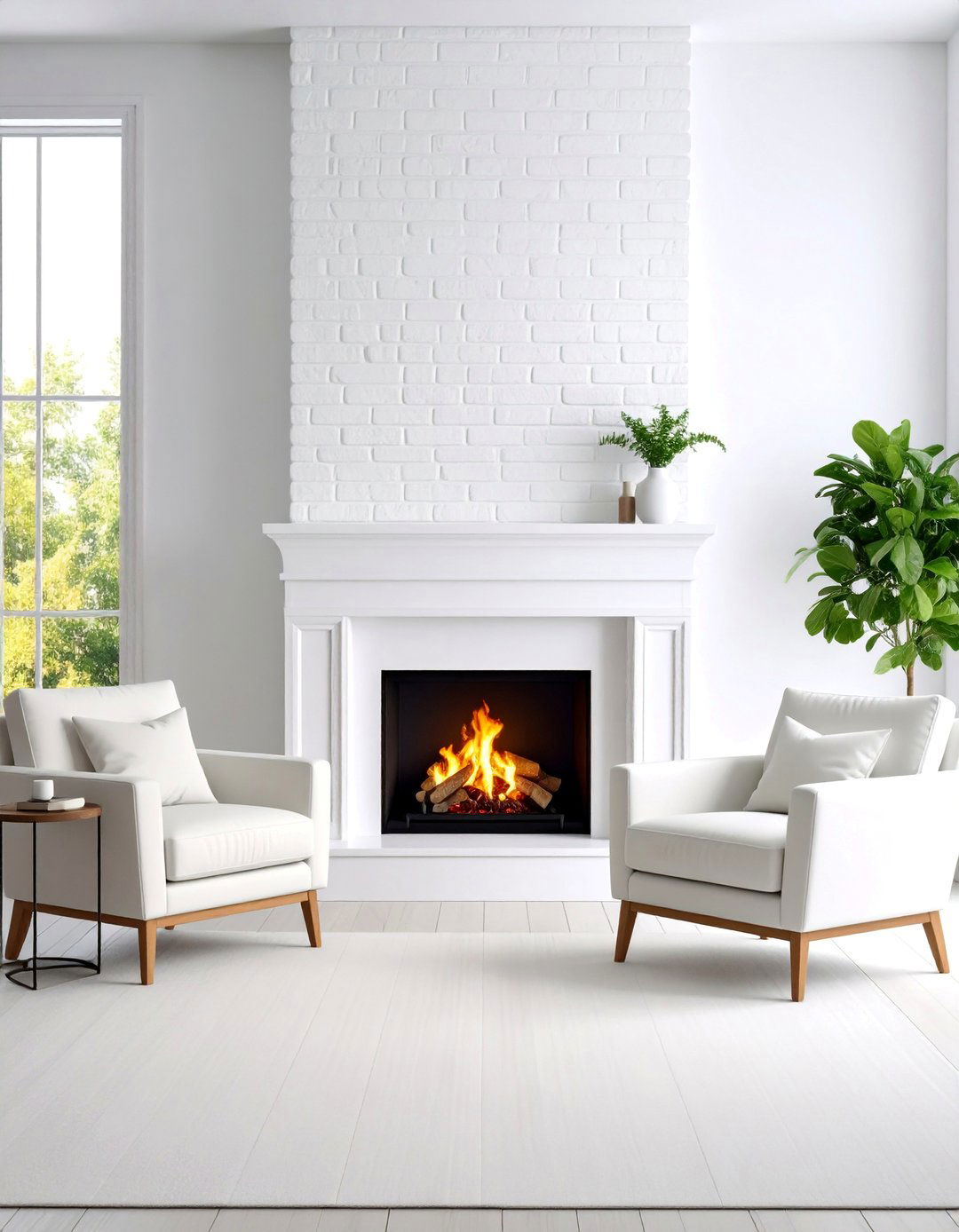 Bright White Minimalist Painted Fireplace - 25 Painted Brick Fireplace Ideas