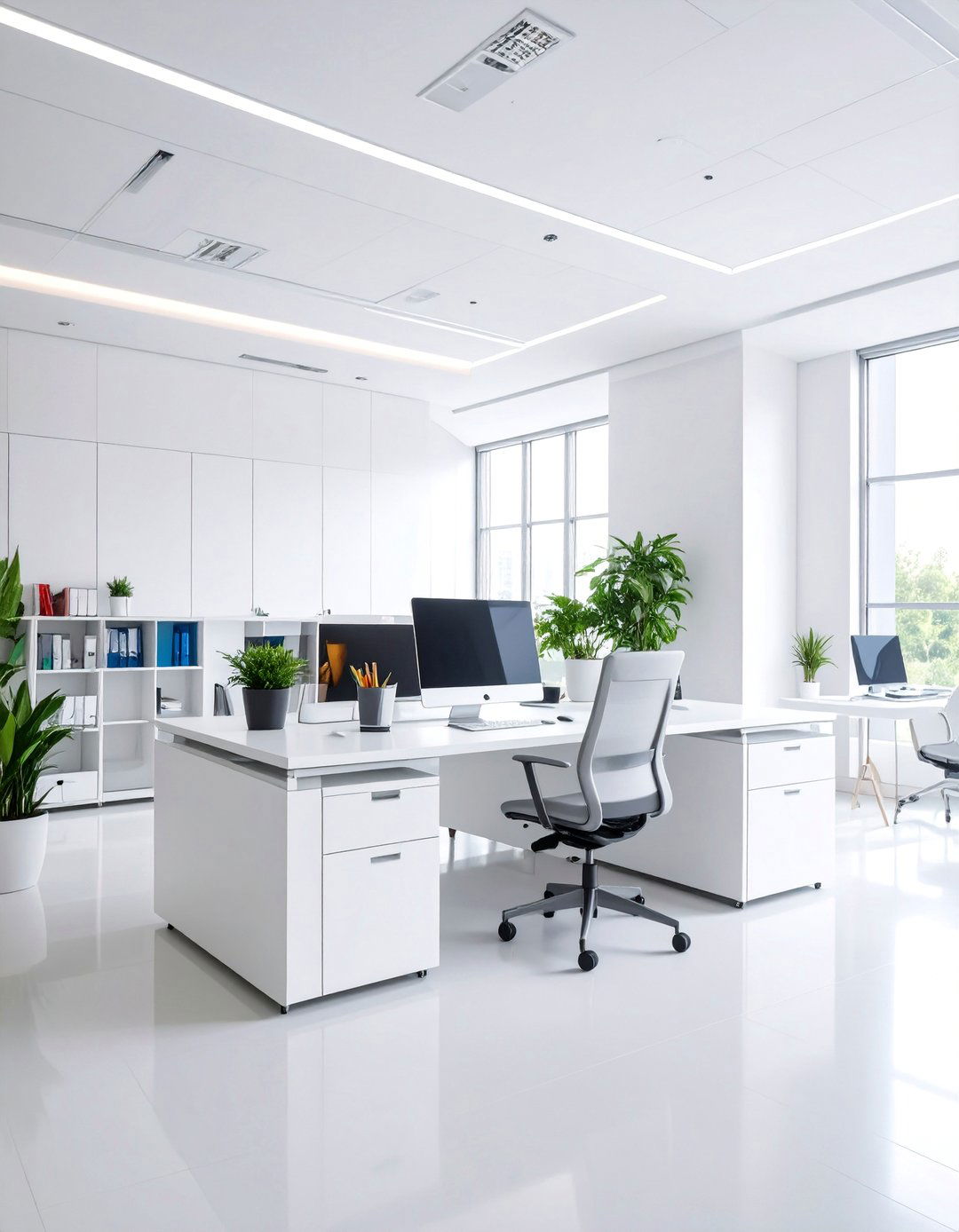 Bright White Office with Pops of Color - 25 Small Office Ideas