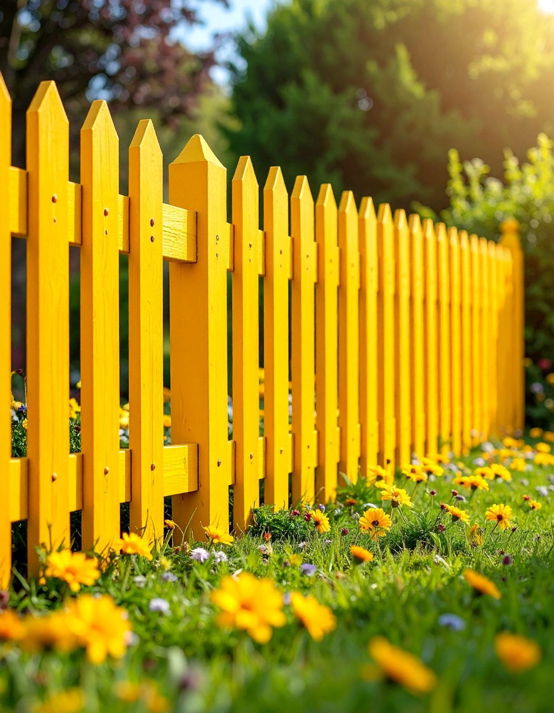 Bright Yellow Sunshine Garden Accent - 25 Fence Painting Ideas