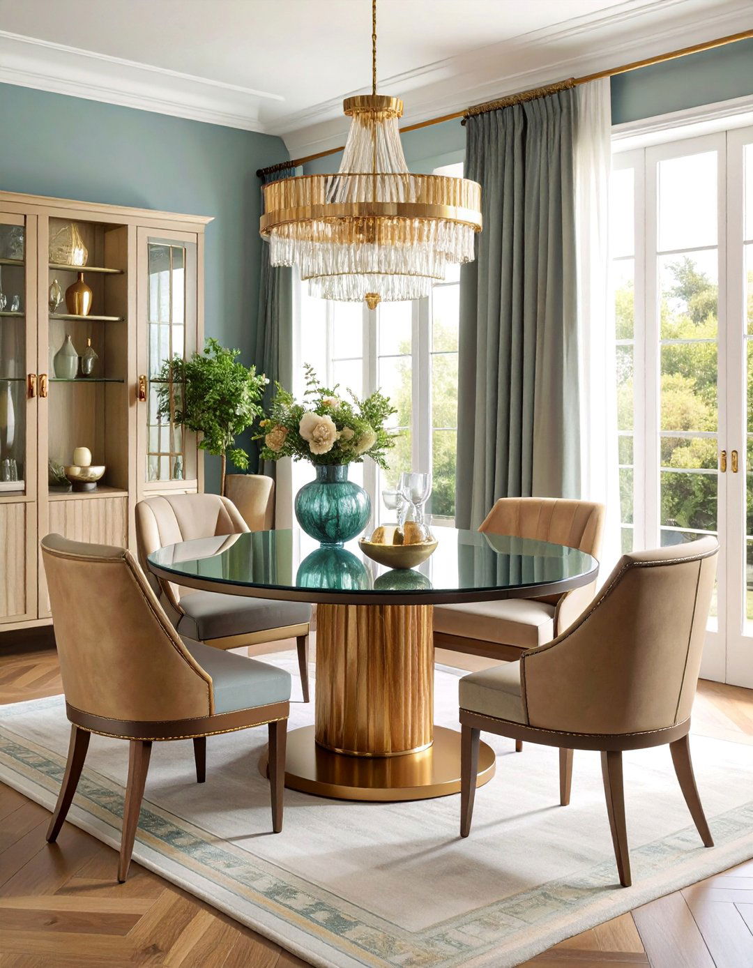 Bronze and Glass Art Deco Dining Room - 25 Art Deco Dining Room Ideas