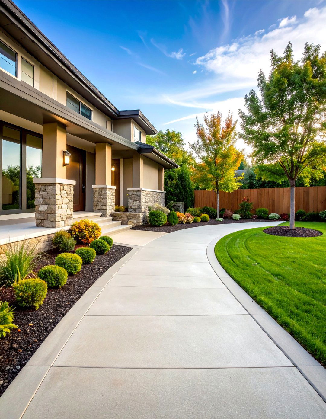 Broom Finished Accessible Concrete Front Entry Walkway - 25 Concrete Walkway Ideas