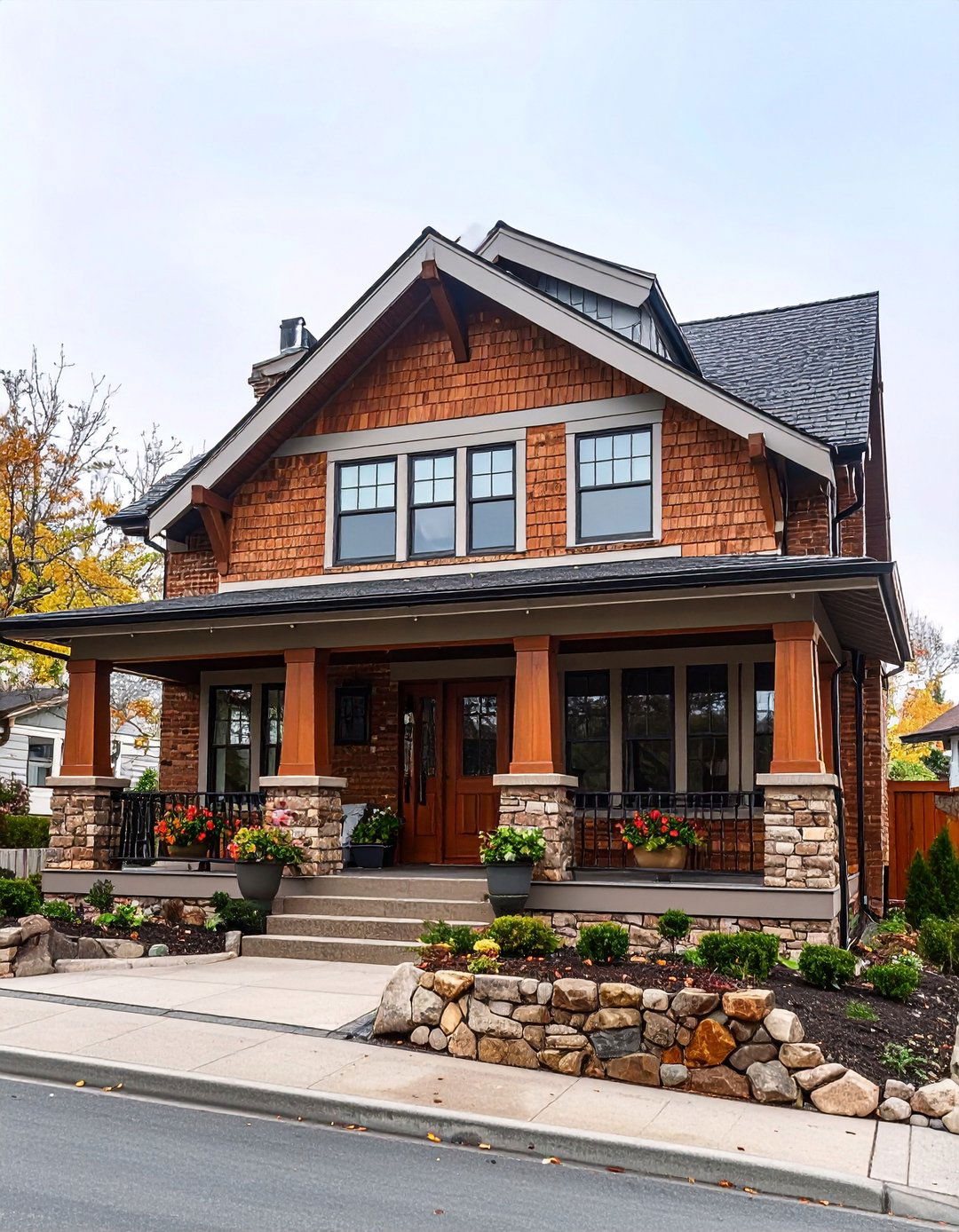 Brown Brick Arts and Crafts Bungalow - 25 Brown Brick Exterior Home Ideas