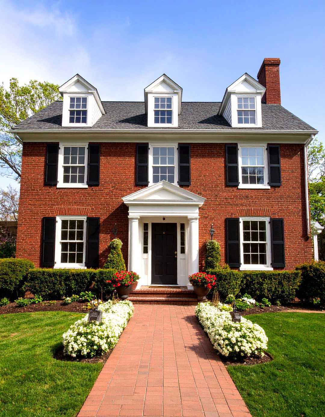 Brown Brick Cape Cod with Dormers - 25 Brown Brick Exterior Home Ideas