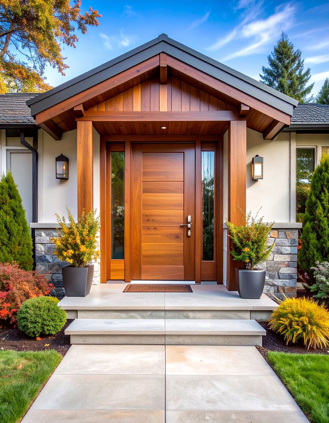 Brown Door with Mixed Material Contemporary Design - 25 Brown Front Door Ideas