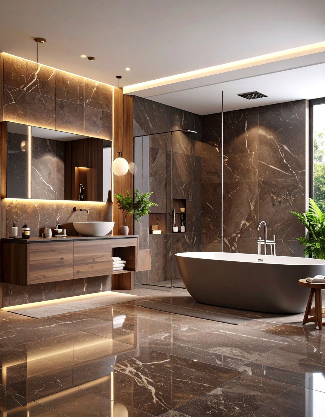 Brown Granite Bathroom with Modern Minimalist Design - 25 Brown Granite Bathroom Ideas