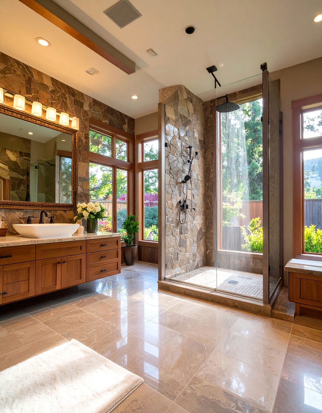Brown Granite Master Bathroom with Walk In Shower - 25 Brown Granite Bathroom Ideas