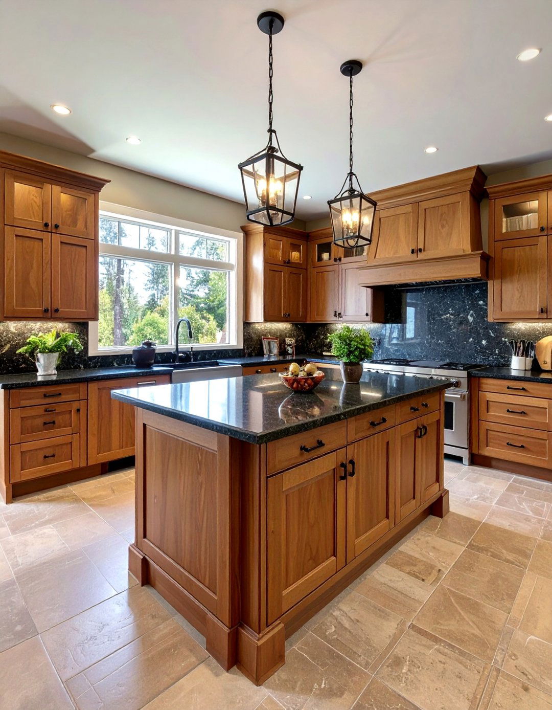 Brown Kitchen with Black Granite Countertops - 25 Brown Kitchen Ideas