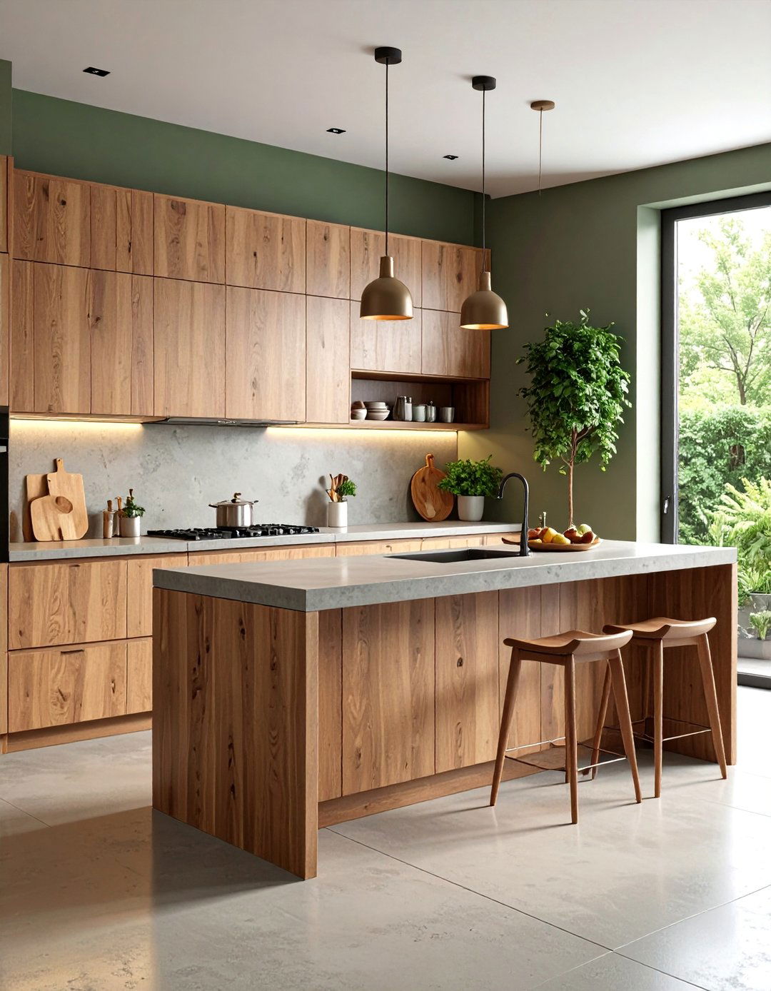 Brown Kitchen with Concrete Countertops - 25 Brown Kitchen Ideas