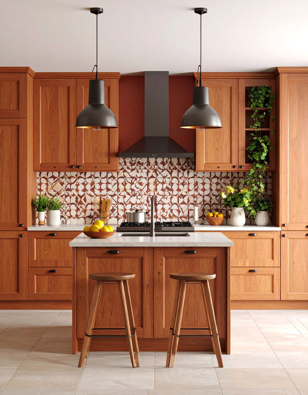 Brown Kitchen with Geometric Tile Patterns - 25 Brown Kitchen Ideas