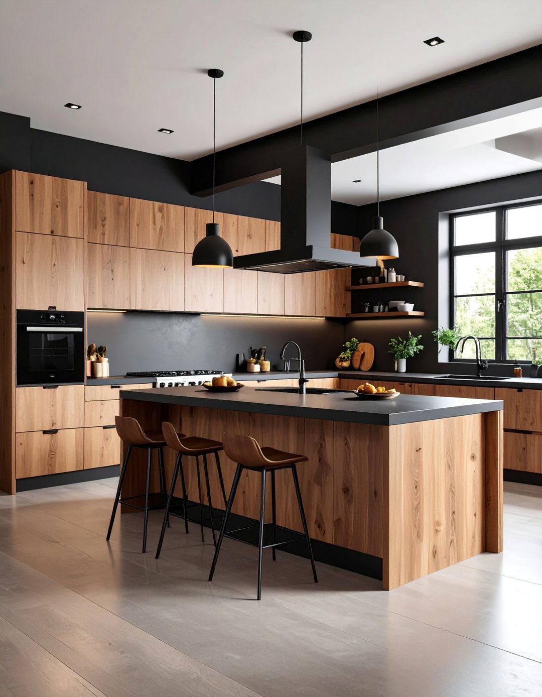 Brown Kitchen with Industrial Black Accents - 25 Brown Kitchen Ideas