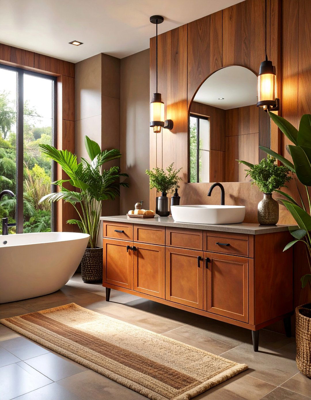 Brown Leather Textures with Matte Black Elements - 25 brown and black bathroom ideas