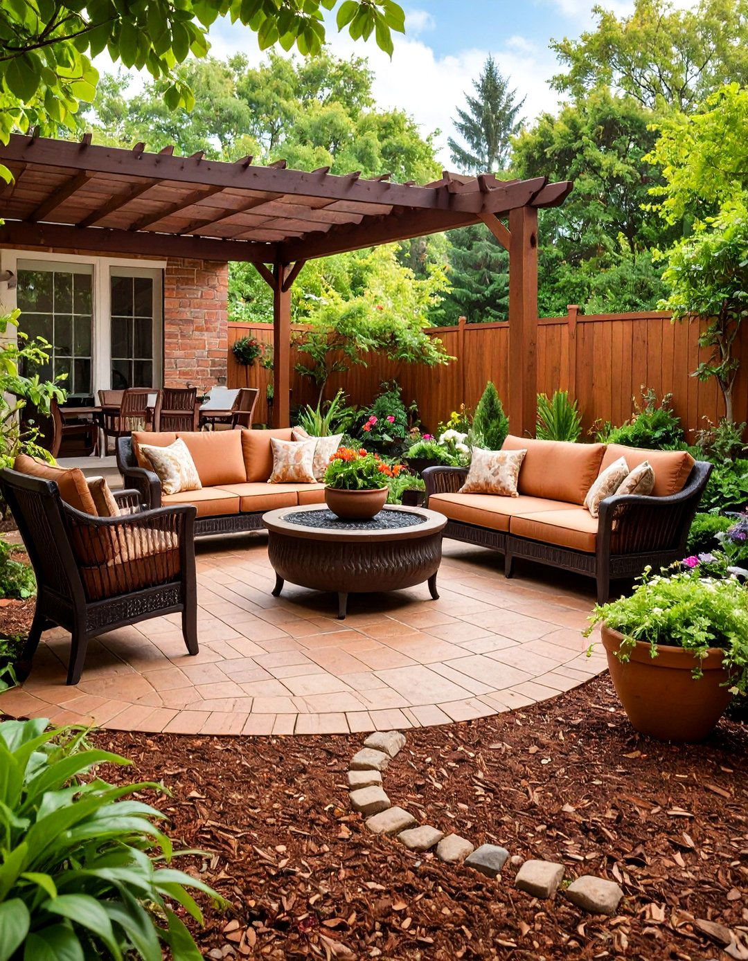 Brown Mulch Traditional Garden Patio - 25 mulch patio ideas