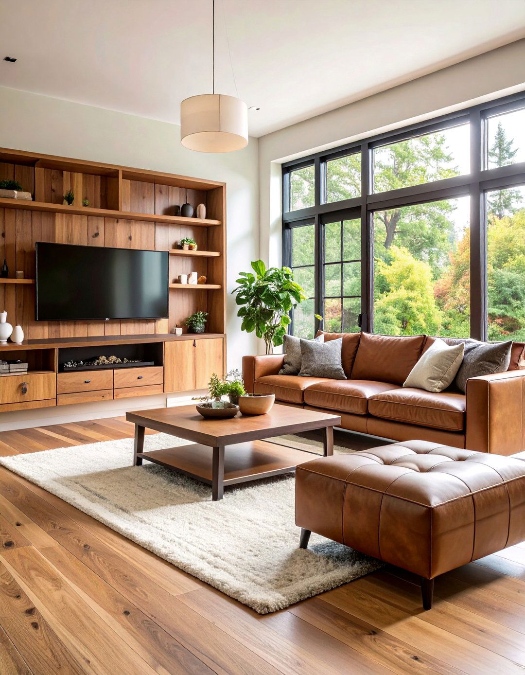 Brown Sectional Entertainment Hub - 25 Brown Living Room Ideas