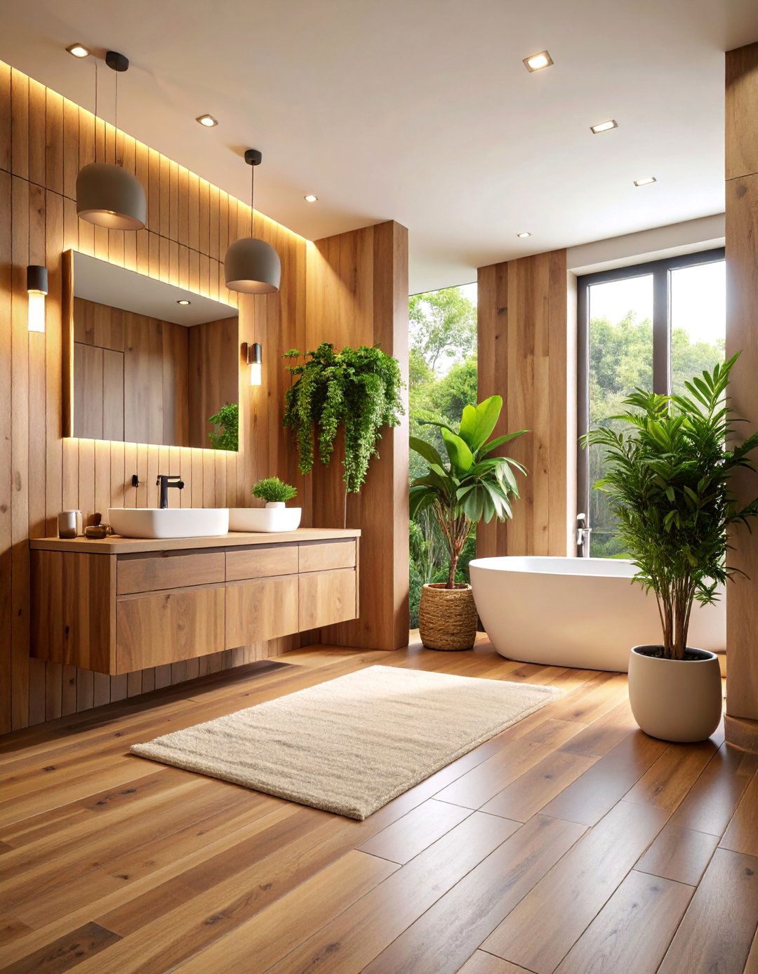 Brown Wood Grain Tiles with Black Grout System - 25 brown and black bathroom ideas