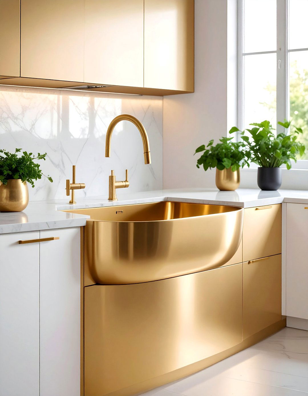 Brushed Gold Accent Luxury Basin - 25 Kitchen Sink Ideas