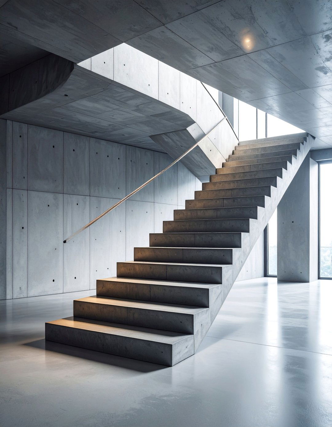 Brutalist Concrete Staircase with Raw Industrial Aesthetic - 25 Modern Staircases