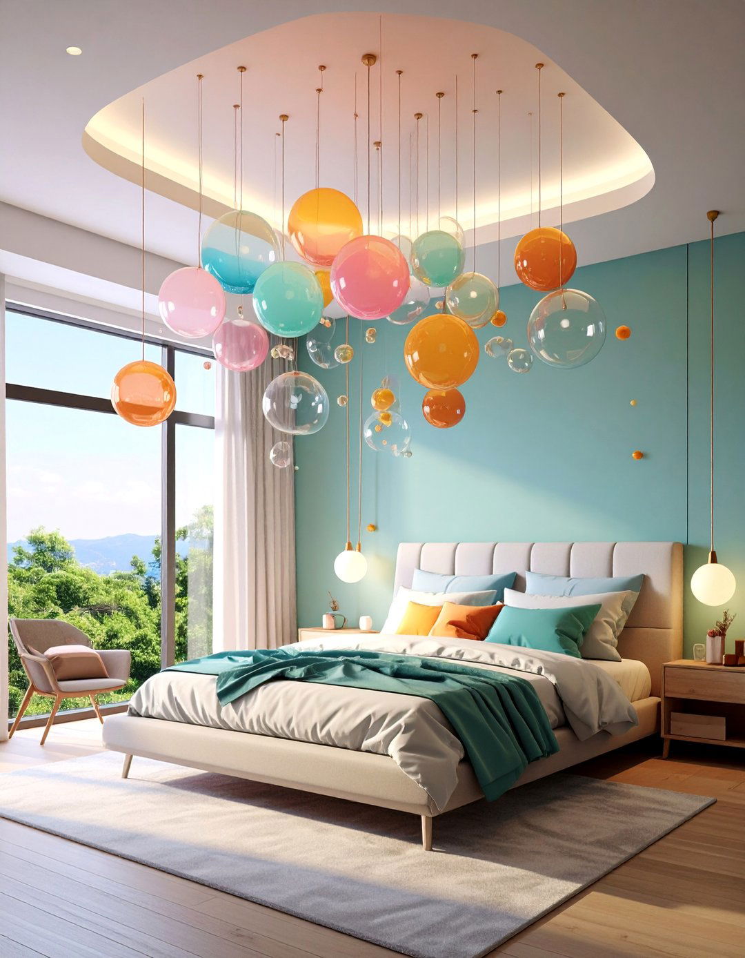 Bubble Effect Ceiling Installation - 25 Mermaid Bedroom Ideas