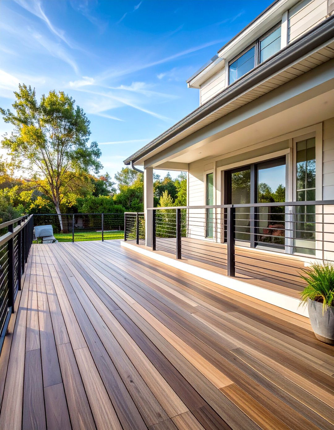 Budget Composite Deck with Aluminum Railings - 25 Backyard Deck Ideas on a Budget