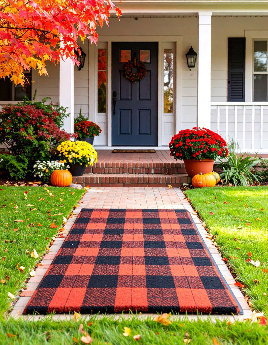 Buffalo Check Layered Combination - 25 Front Door Mat Ideas