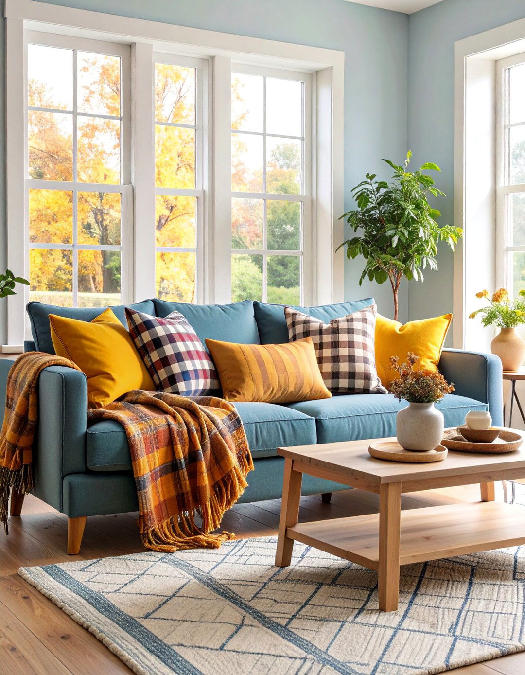 Buffalo Check Patterns in Living Spaces - 25 Farmhouse Decor Ideas