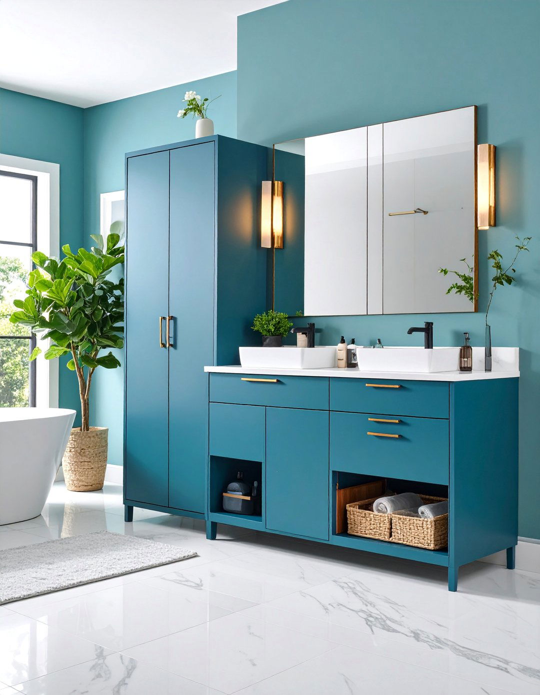 Built In Bathroom Cabinet with Custom Organization - 25 Bathroom Cabinet Ideas