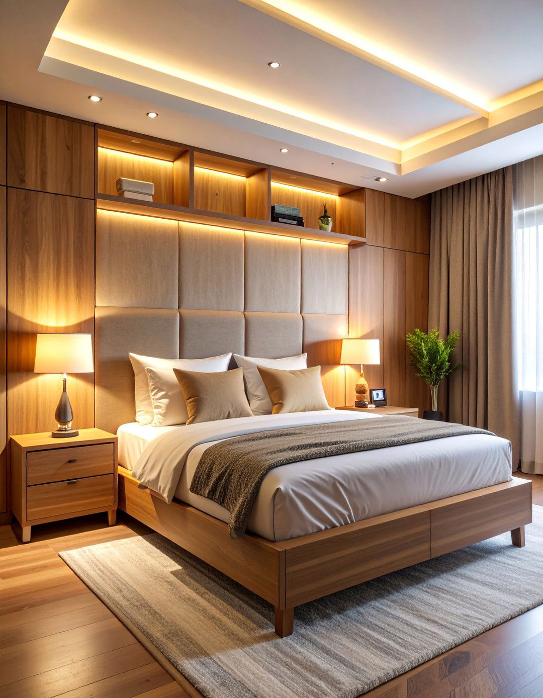 Built In Headboard Storage System - 25 Bedroom Shelving Ideas
