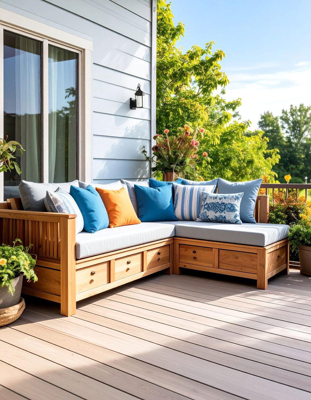 Built In L Shaped Corner Bench with Storage - 25 Deck Seating Ideas