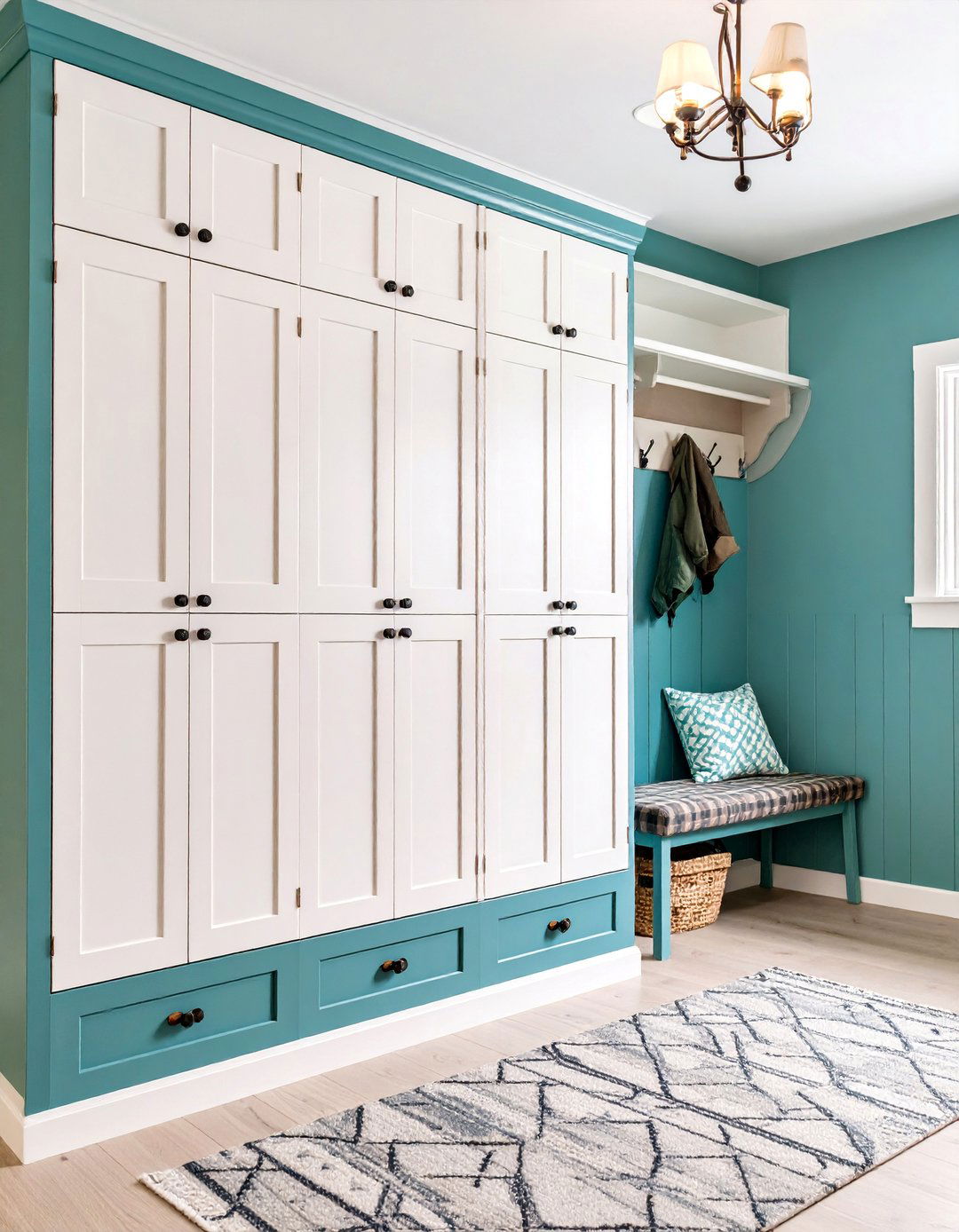 Built In Mudroom Lockers with Bench Seating - 25 Farmhouse Entryway Ideas