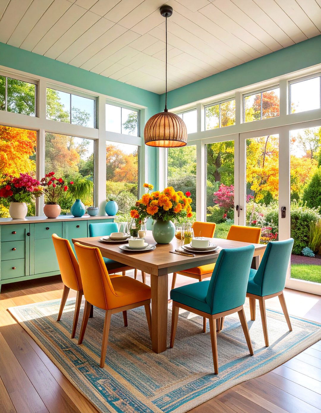 Built In Storage Sunroom Dining Room with Hidden Organization - 25 Sunroom Dining Room Ideas