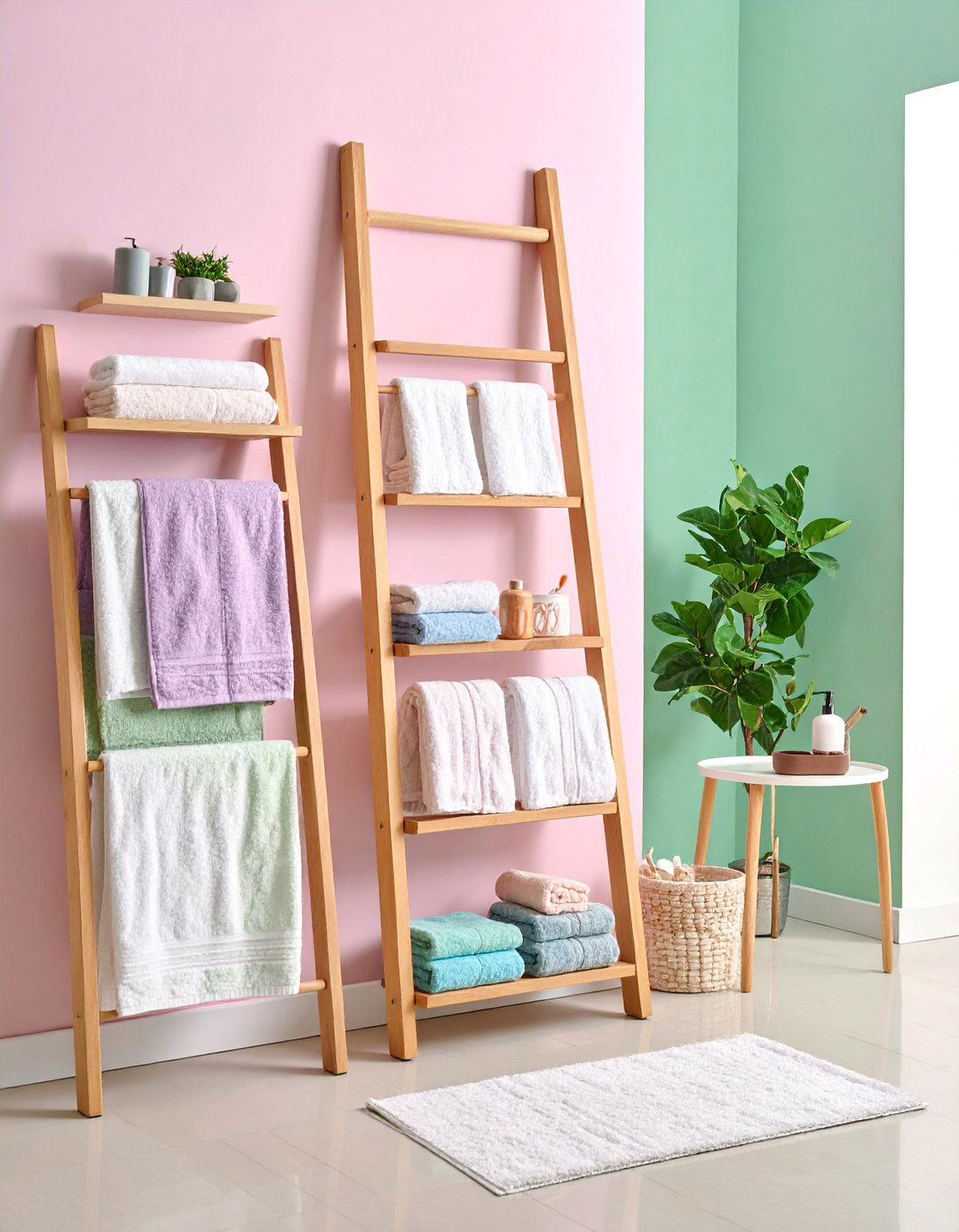 Built In Towel Ladder Storage - 25 Over Toilet Storage Ideas
