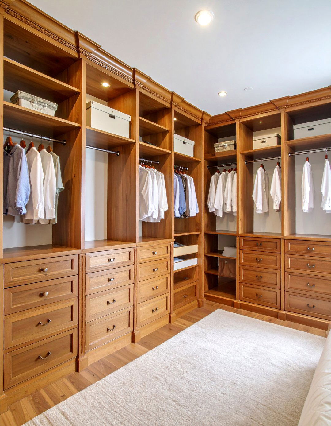 Built In Wooden Closet Shelving with Traditional Character - 25 Closet Shelving Ideas