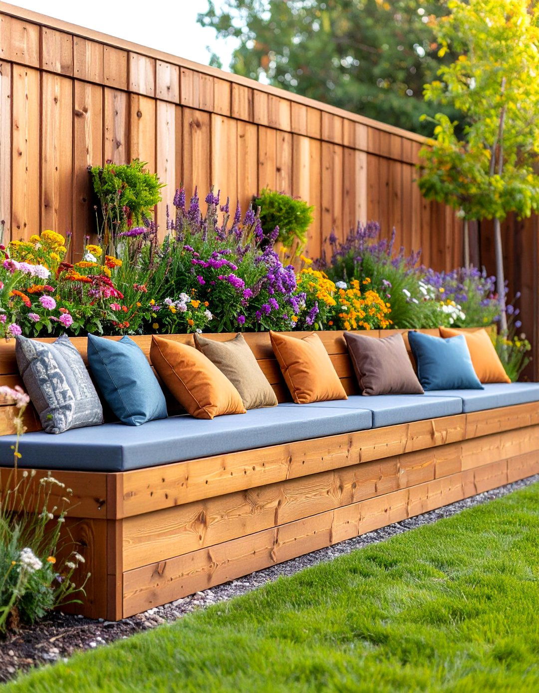 Built in Bench Seating Wall - 25 Wood Retaining Wall Ideas