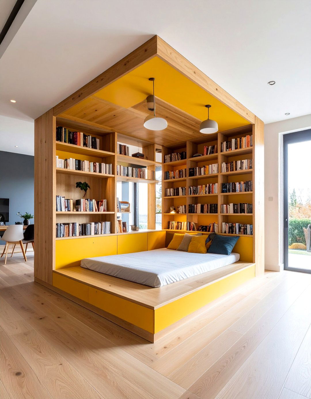 Built in Bookshelf Daybed - 25 Daybed Ideas for Small Spaces
