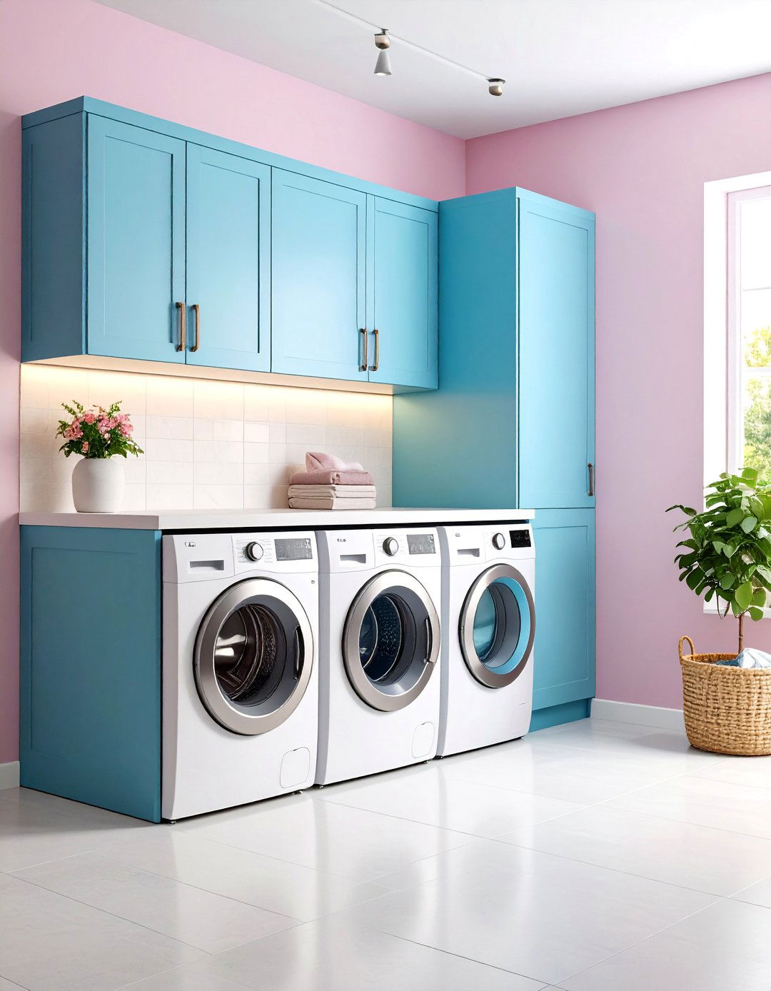 Built in Cabinet Laundry Closet with Custom Organization - 25 Laundry Closet Ideas